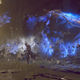 A screenshot of Babylon's Fall depicting the player character running away from a massive area-of-effect attack.